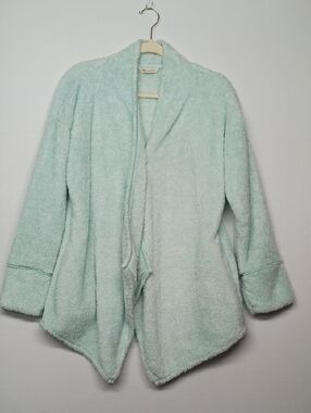 Soft Surroundings Plush Open-Front Jacket in Light Aqua